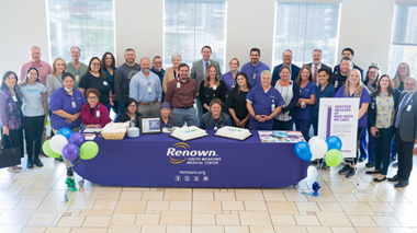 The team at Renown South Meadows Medical Center pose for a group photo to celebrate their "A" Leapfrog Group rating.